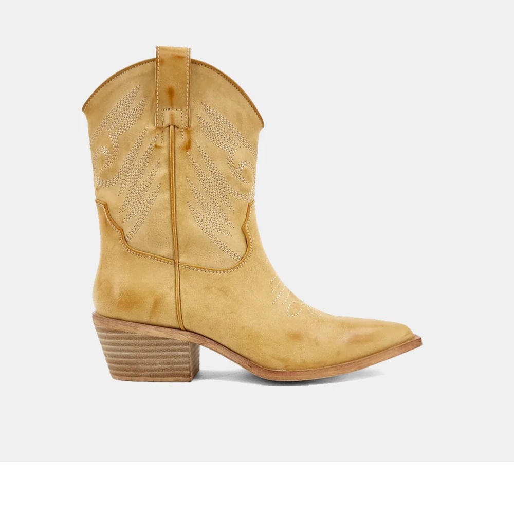 SHUSHOP ZAHARA WESTERN COWBOY BOOTS IN NATURAL
